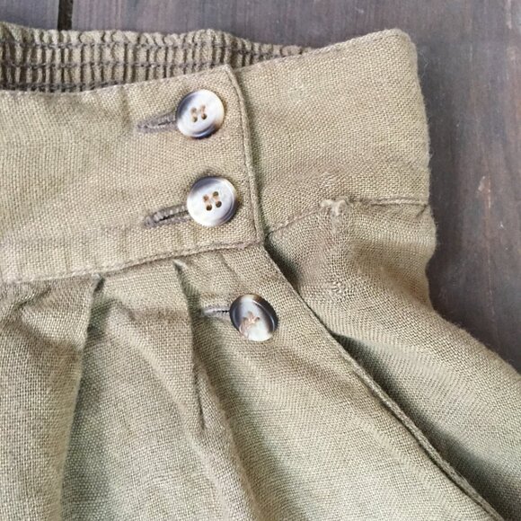 High Waist Khaki Bermuda Shorts Size S || Linen Shorts - Picture 3 of 10